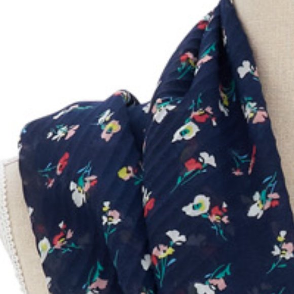 Navy Blue Floral Ruffled Scarf - Picture 3 of 3